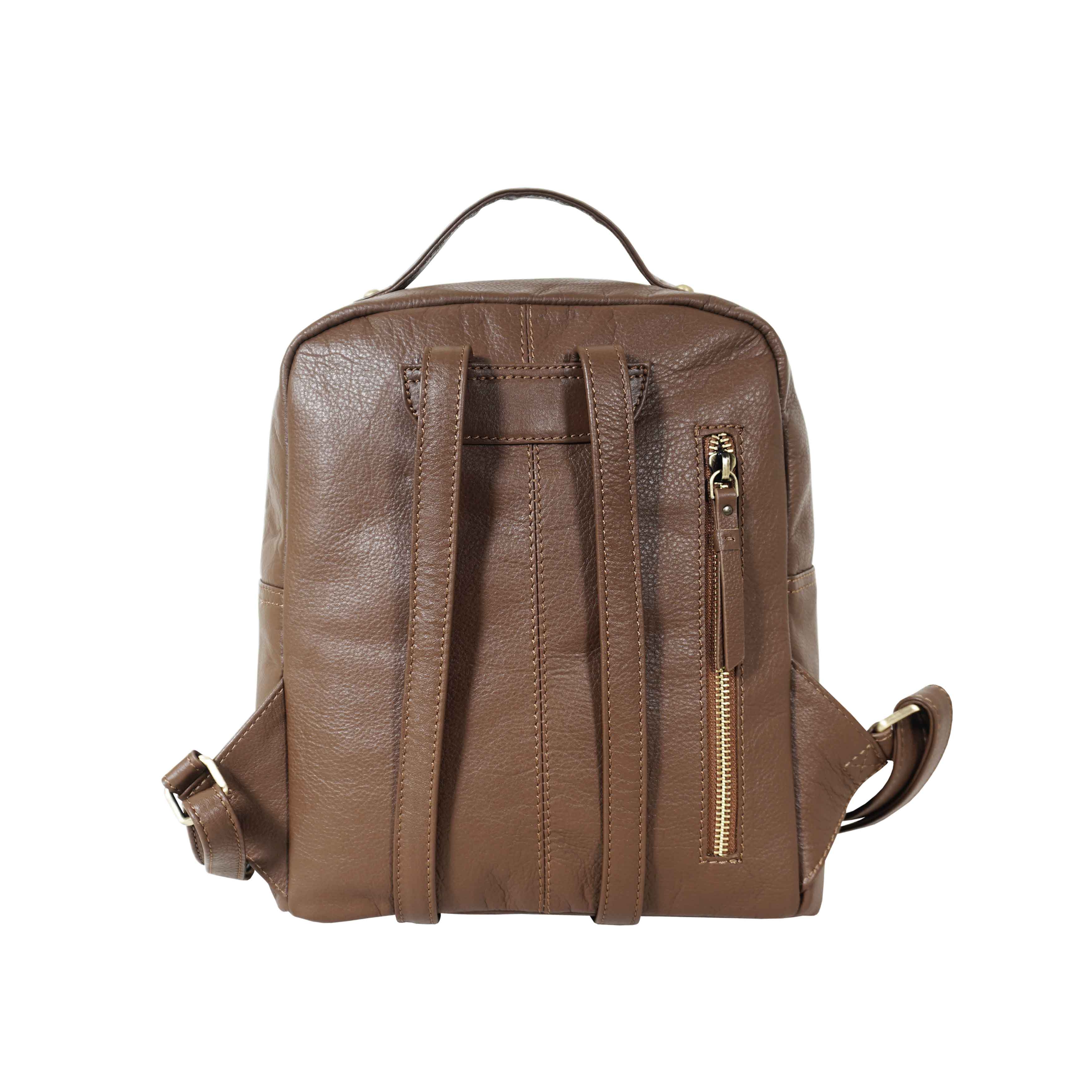 Tan 'ANGEL' Nappa Full Grain Leather Zip-top Backpack, Image 4 of 4