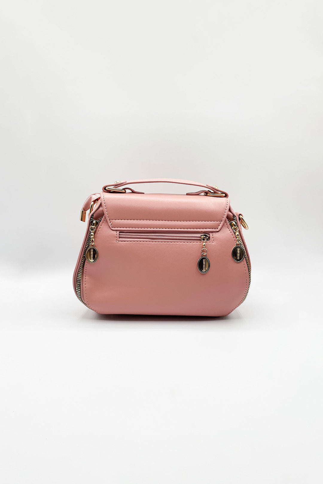 Pink Embroidered Shoulder Bag With Zip Charms, Image 5 of 5