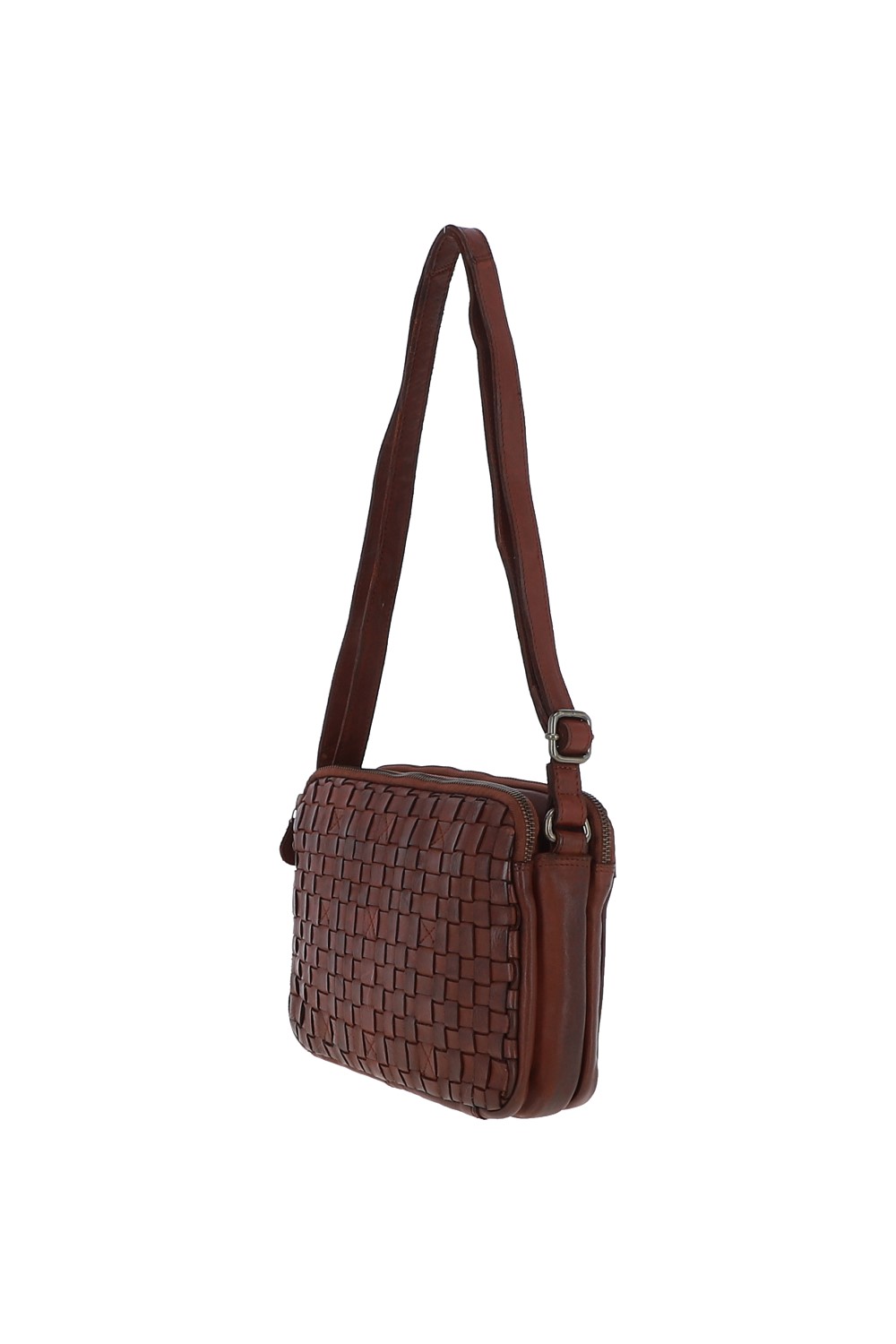 Tan 'Perfezione' Three Section Vintage Woven Leather Shoulder Bag, Image 2 of 3
