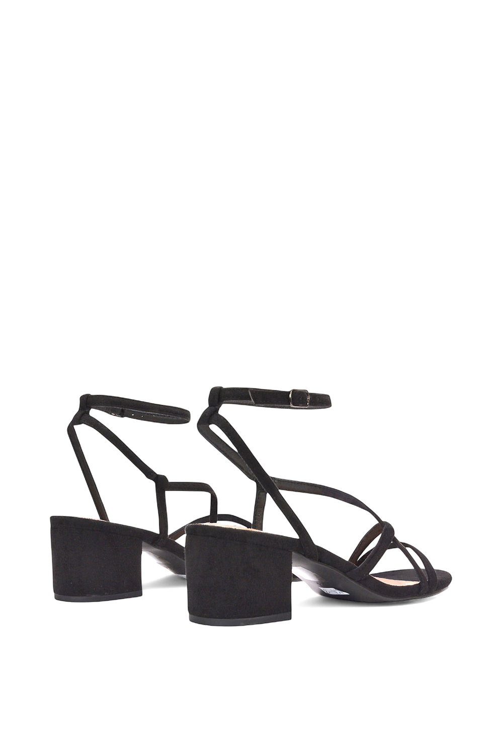 Black 'Maria' Ankle Strap Low Block Heel Strappy Sandals, Image 4 of 5