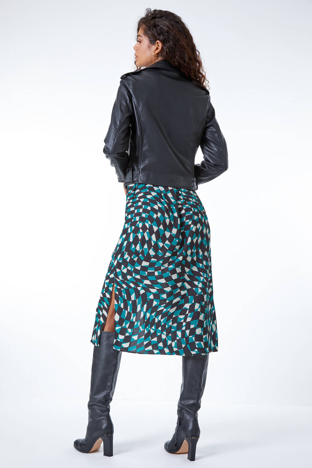 Black Faux Leather Biker Jacket, Image 4 of 5