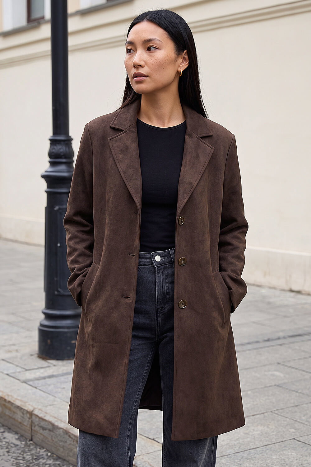 Roman Women's Chocolate Suedette Coat Size 14