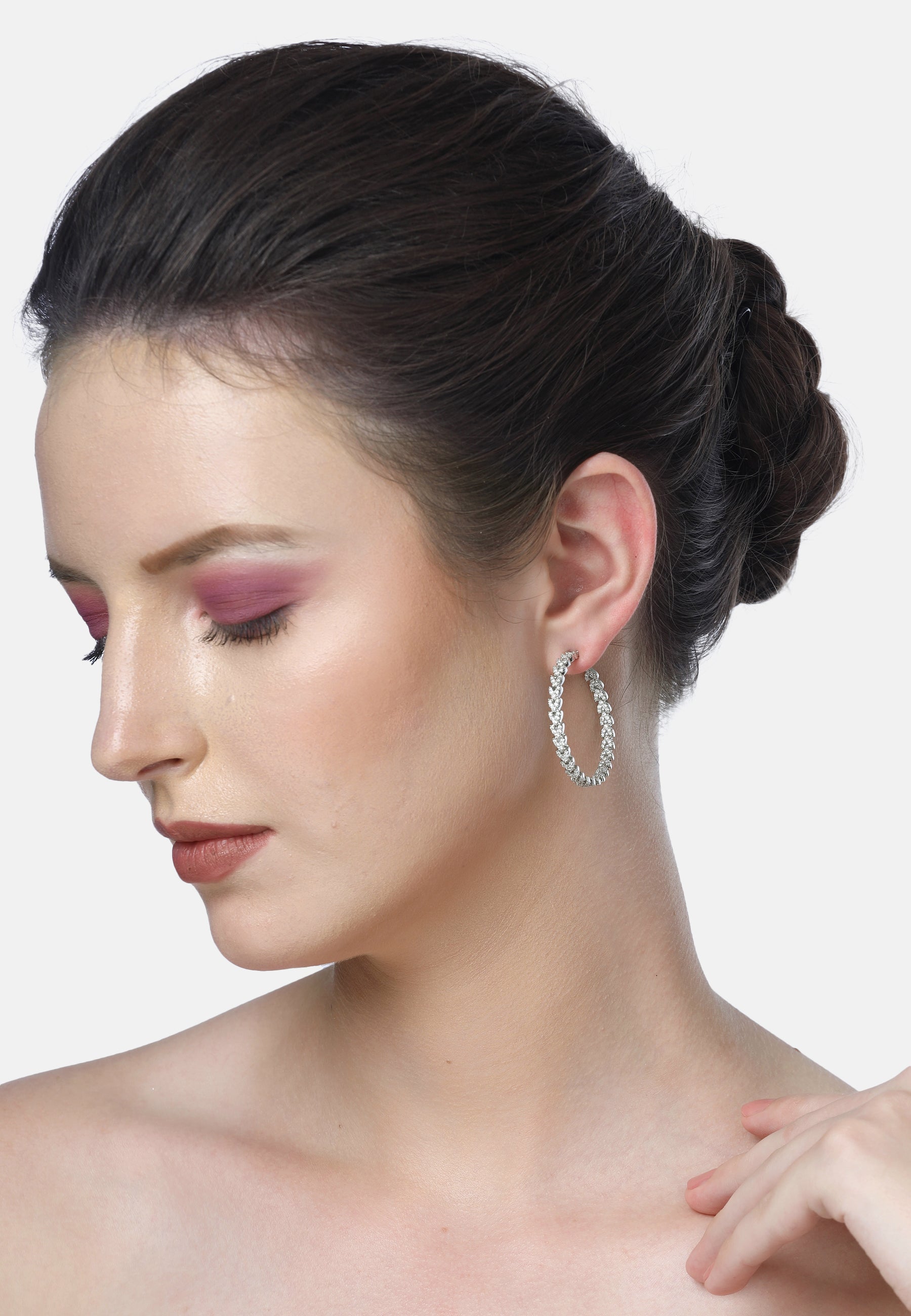Silver Diva Twinkling Small Hoops, Image 4 of 5