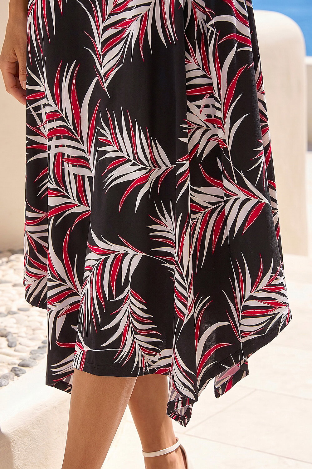 Black Leaf Print Stretch Maxi Dress , Image 5 of 4