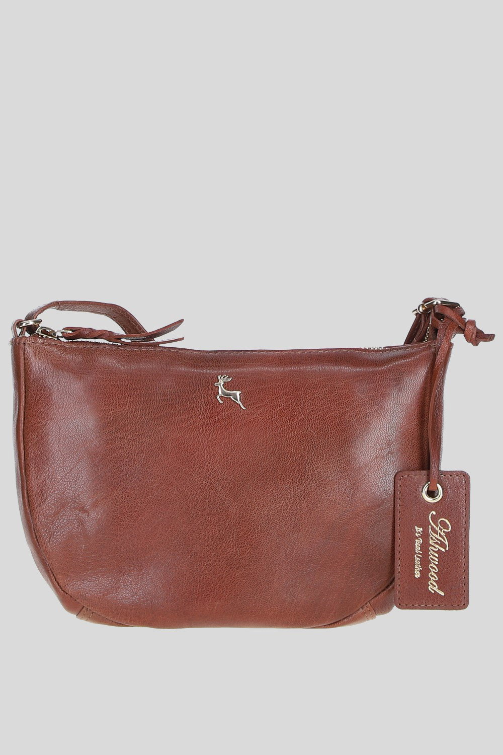 Brown 'Naomi' Real Leather Compact Crossbody Bag, Image 1 of 4