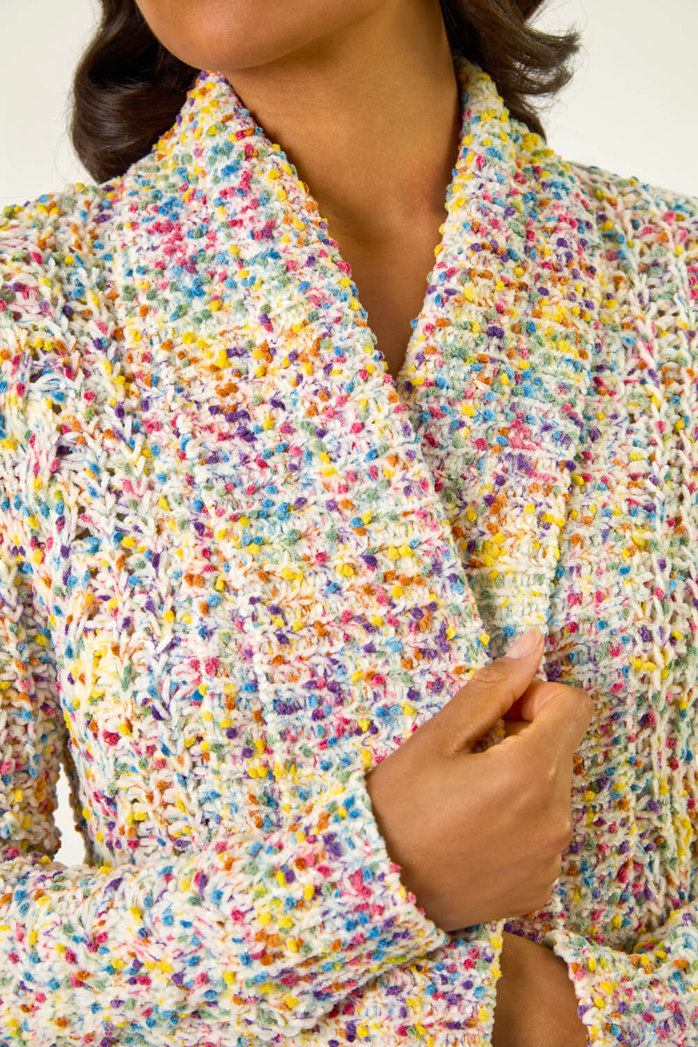 Ivory Soft Knit Nep Longline Cardigan, Image 6 of 5