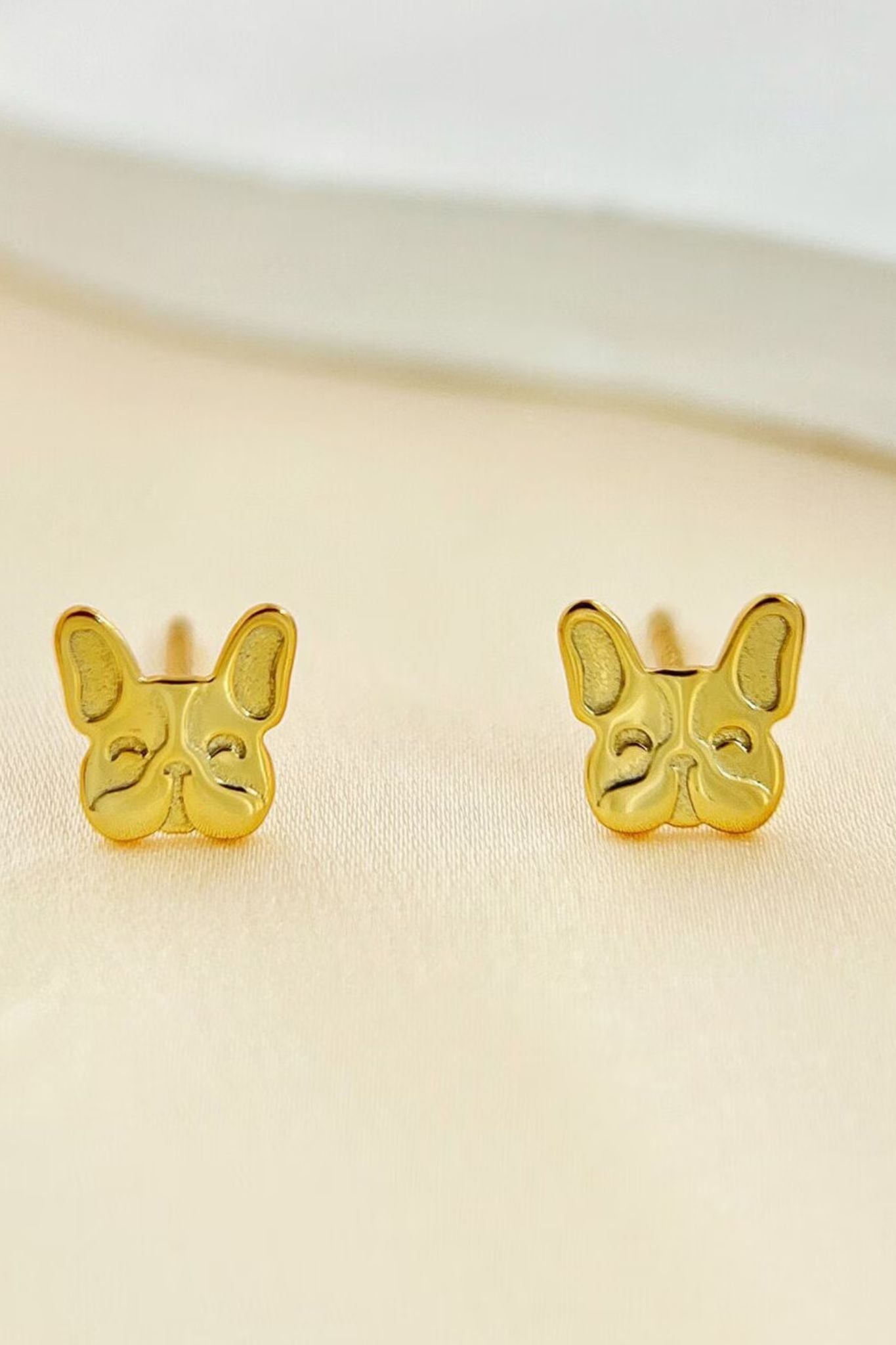 Gold Sterling Silver French Bulldog Studs, Image 2 of 3