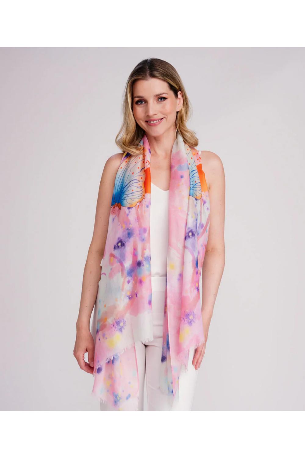 Light Pink Papillon - Abstract Butterfly Print Scarf - Blush Pink, Image 1 of 1