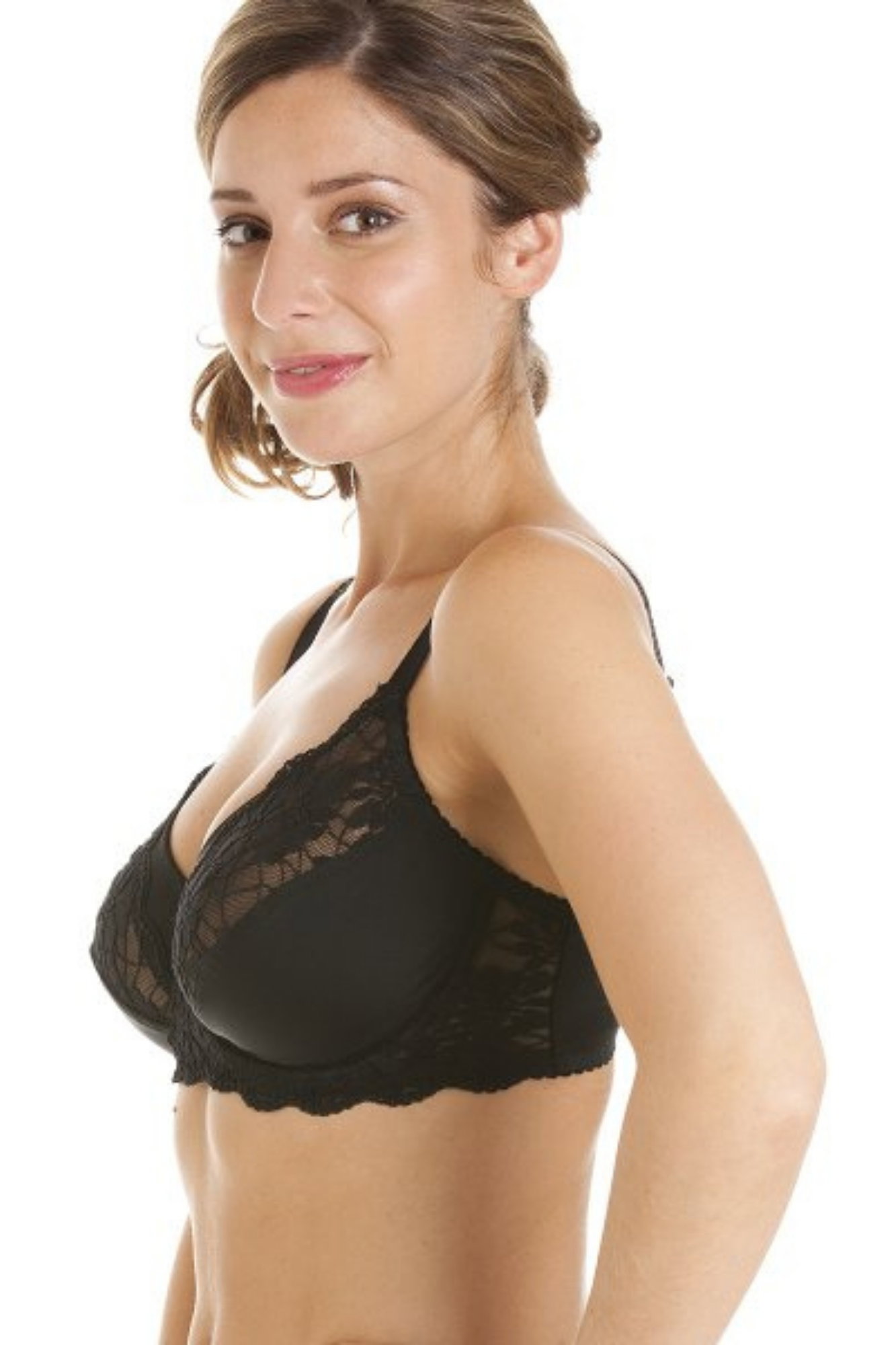 Black Classic Floral Lace Underwired Bra, Image 4 of 5