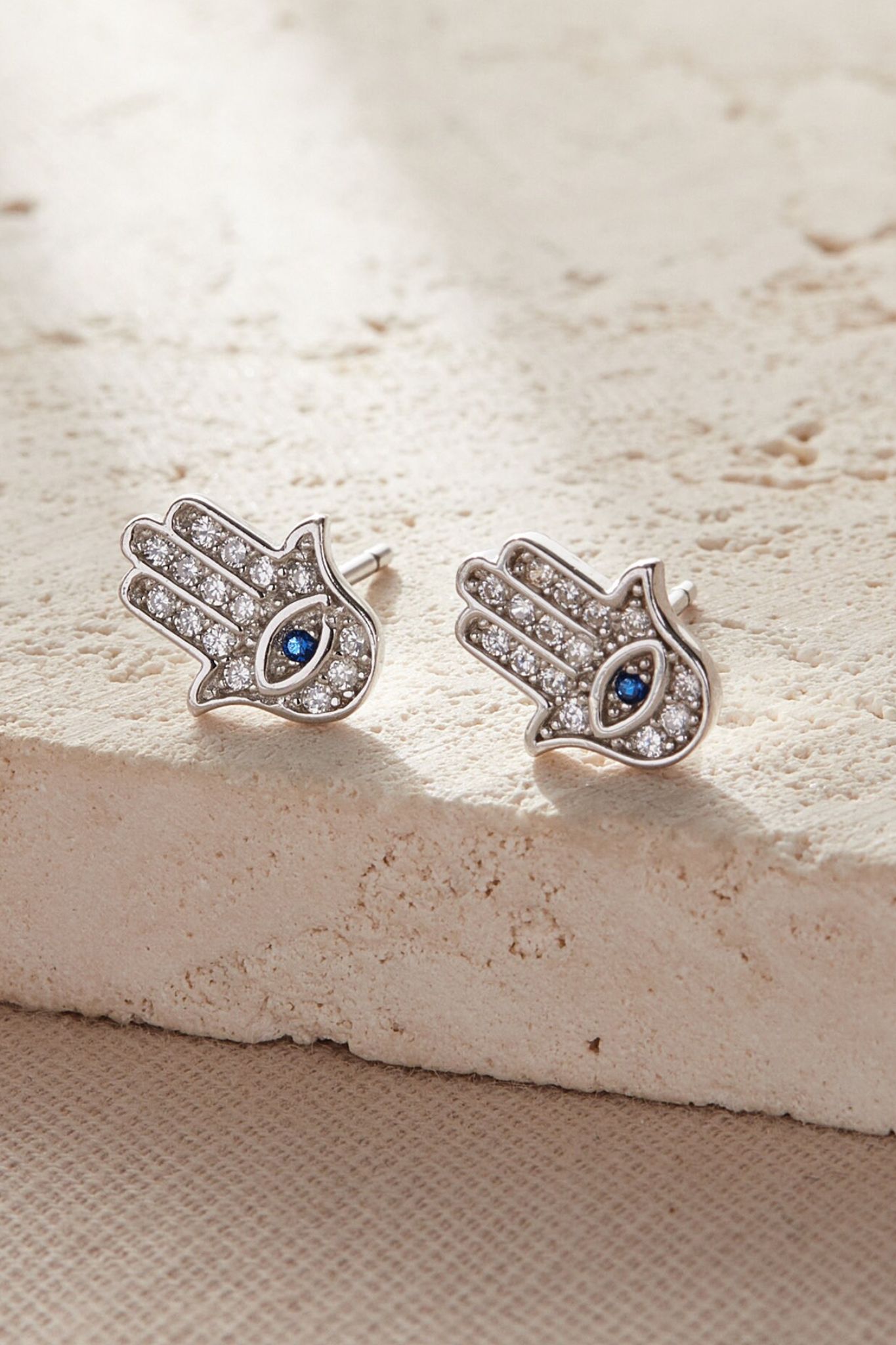Silver Mia Gioielli Silver Sterling Silver Cz Hamsa Hand Studs, Image 2 of 2