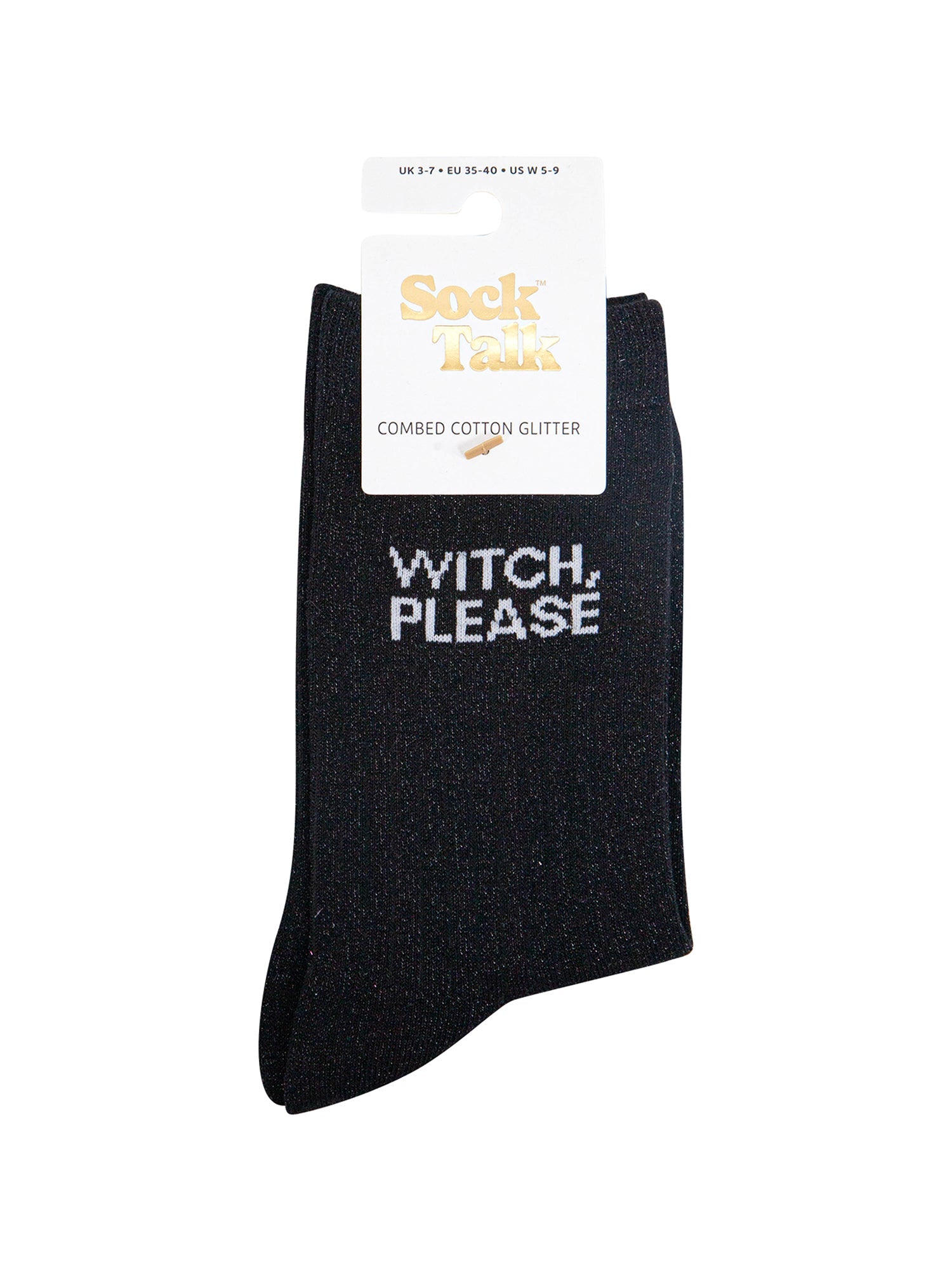 Black Witch Please Combed Cotton Glitter Socks, Image 4 of 4