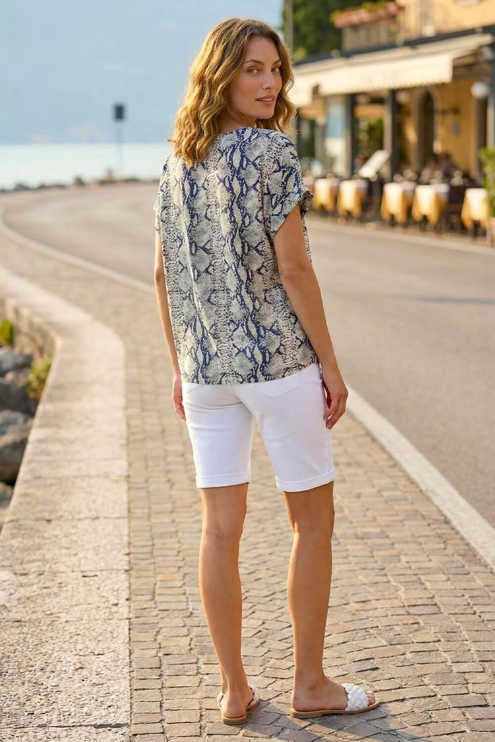 Grey Snake Print Woven Top, Image 4 of 4