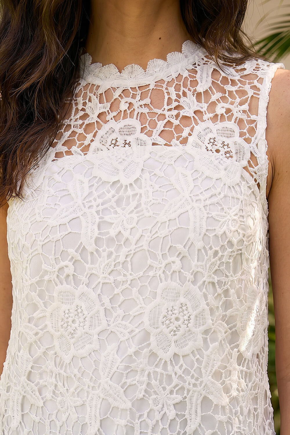 Ivory High Neck Stretch Lace Top, Image 5 of 4