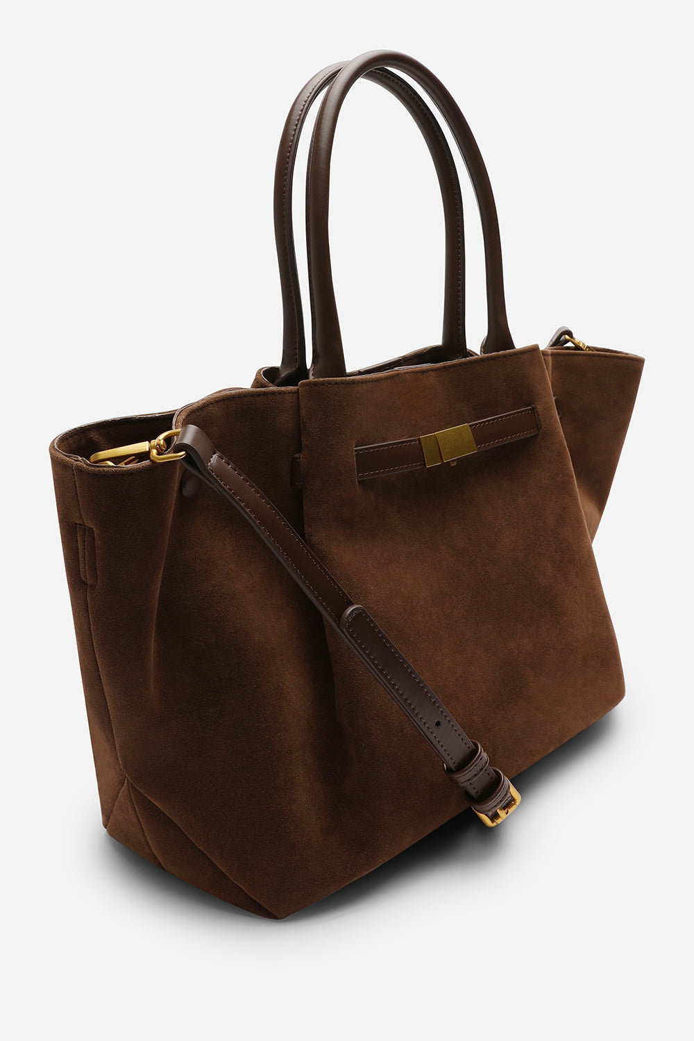Brown Dove Suede Handheld Tote Bag, Image 3 of 4