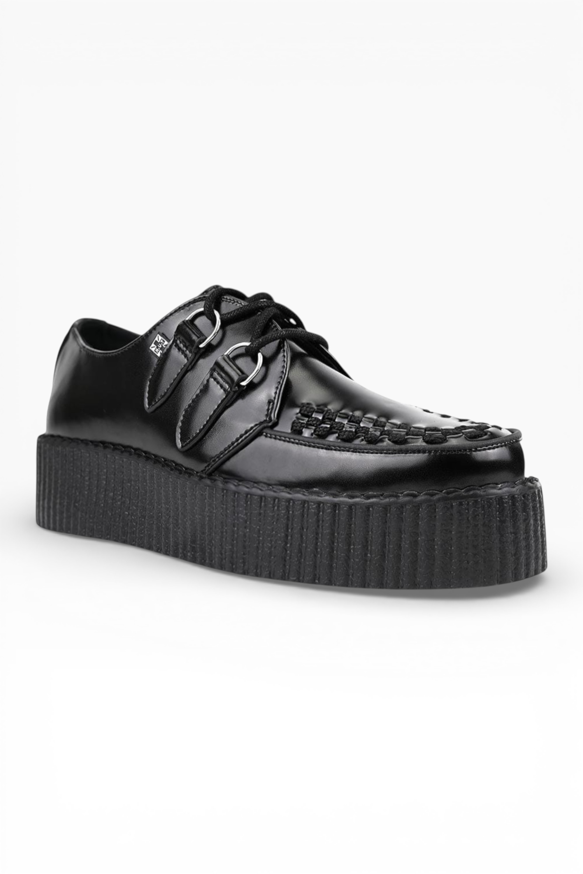 Black TUK Footwear Black Viva High Creeper Leather Goth Shoes, Image 2 of 7