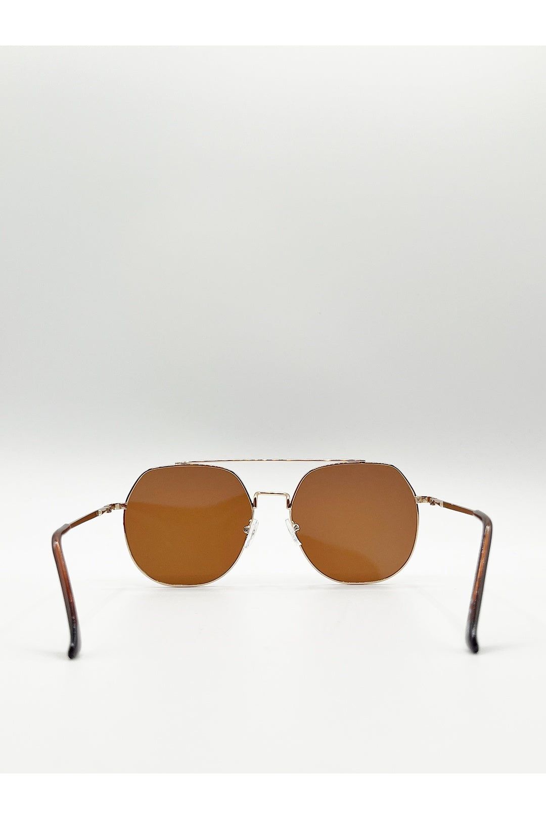 Brown Oversized Rounded Aviator Style Sunglasses, Image 4 of 5
