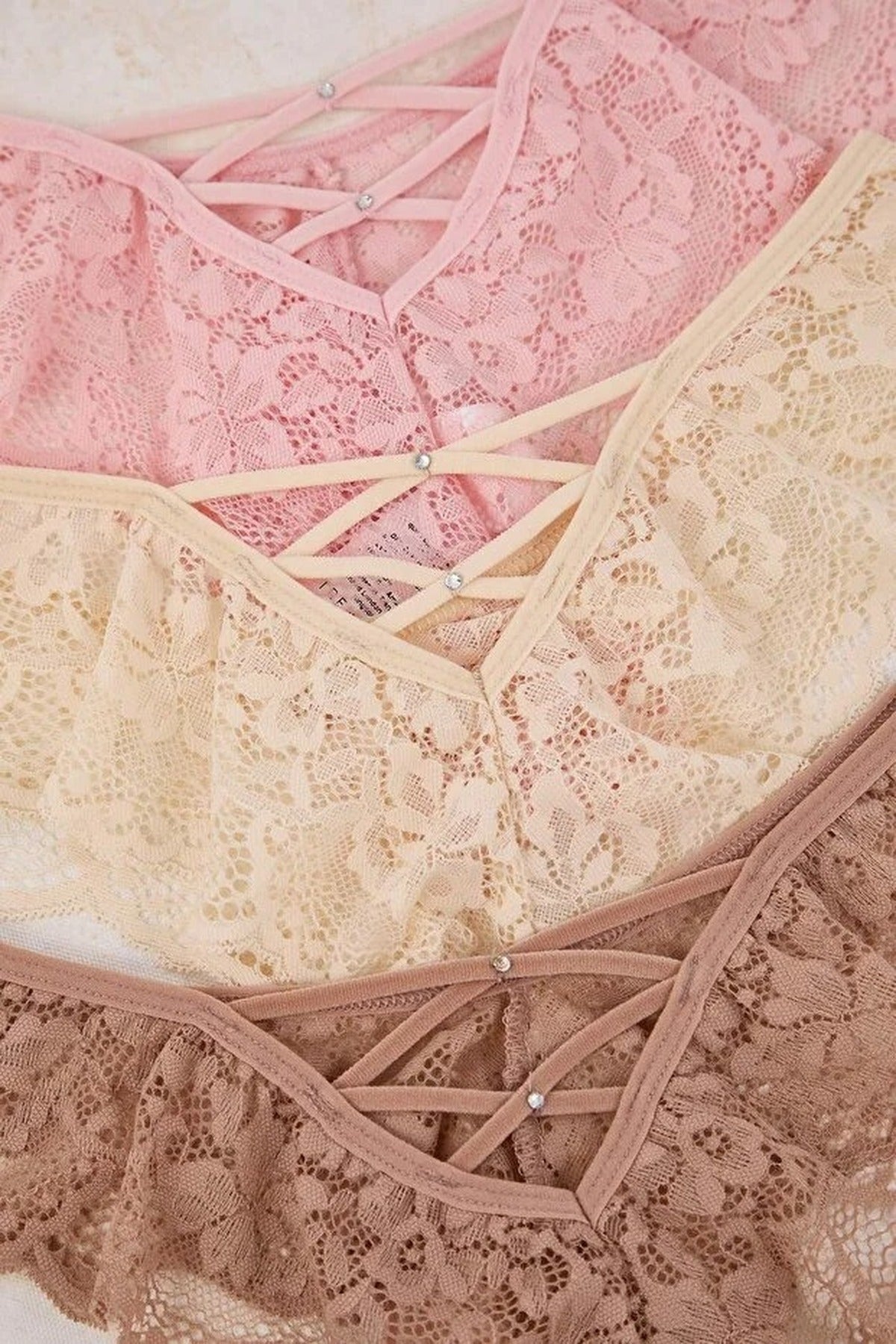 Multi 3 Pack Floral Lace Brazilian Briefs Set, Image 2 of 3