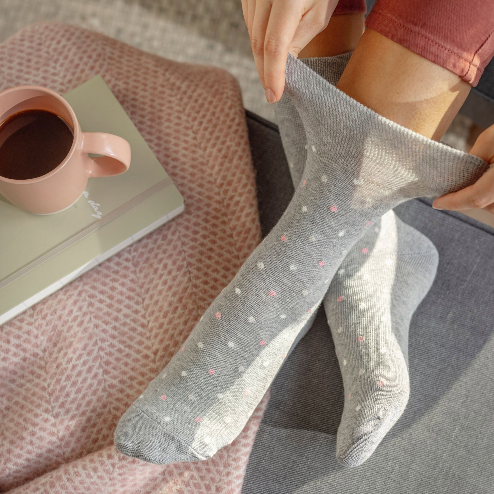 Ash 9 Pairs Cotton Patterned Non Elastic Socks, Image 3 of 5