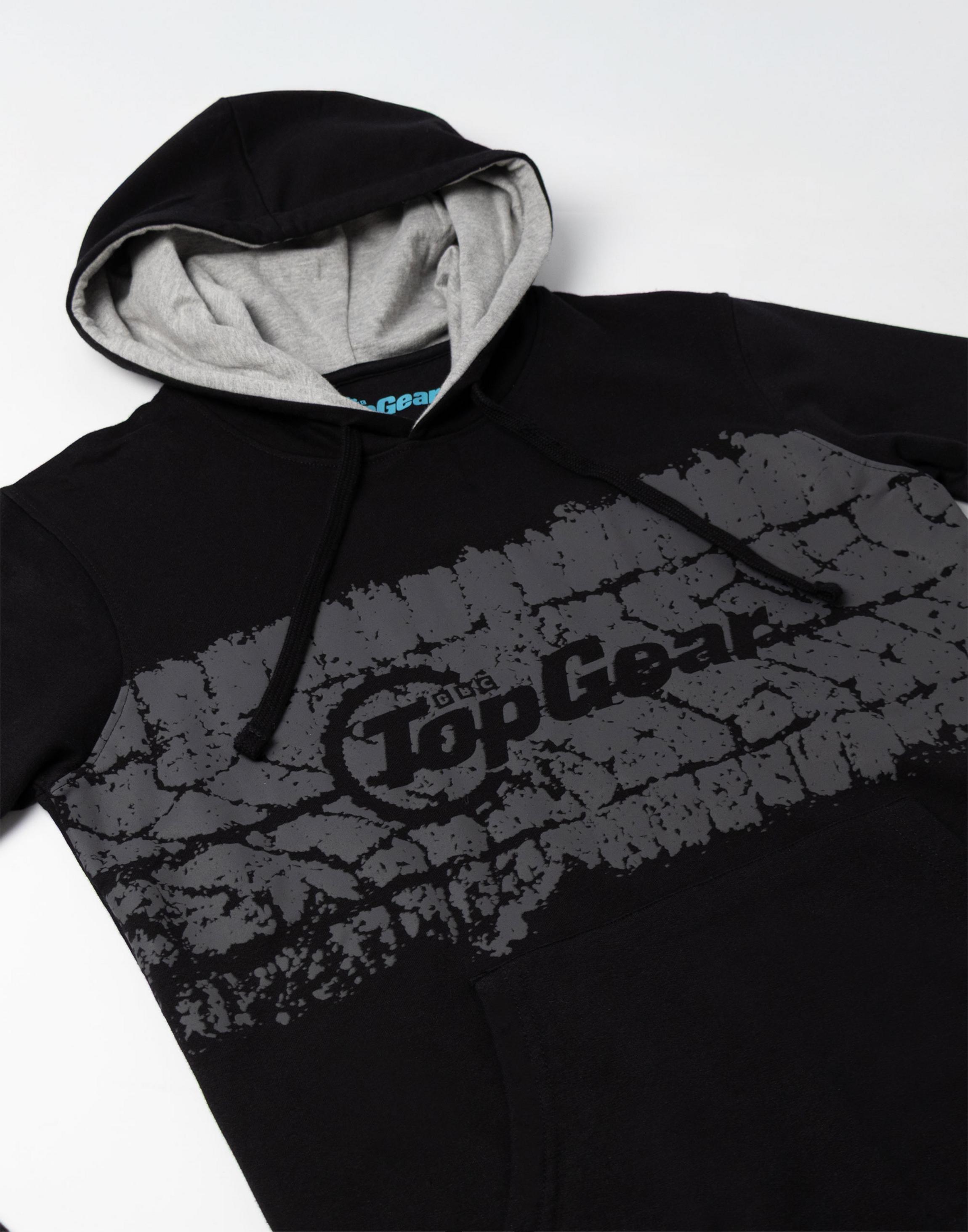 Charcoal Top Gear Tyre Print Charcoal Hoodie, Image 3 of 6
