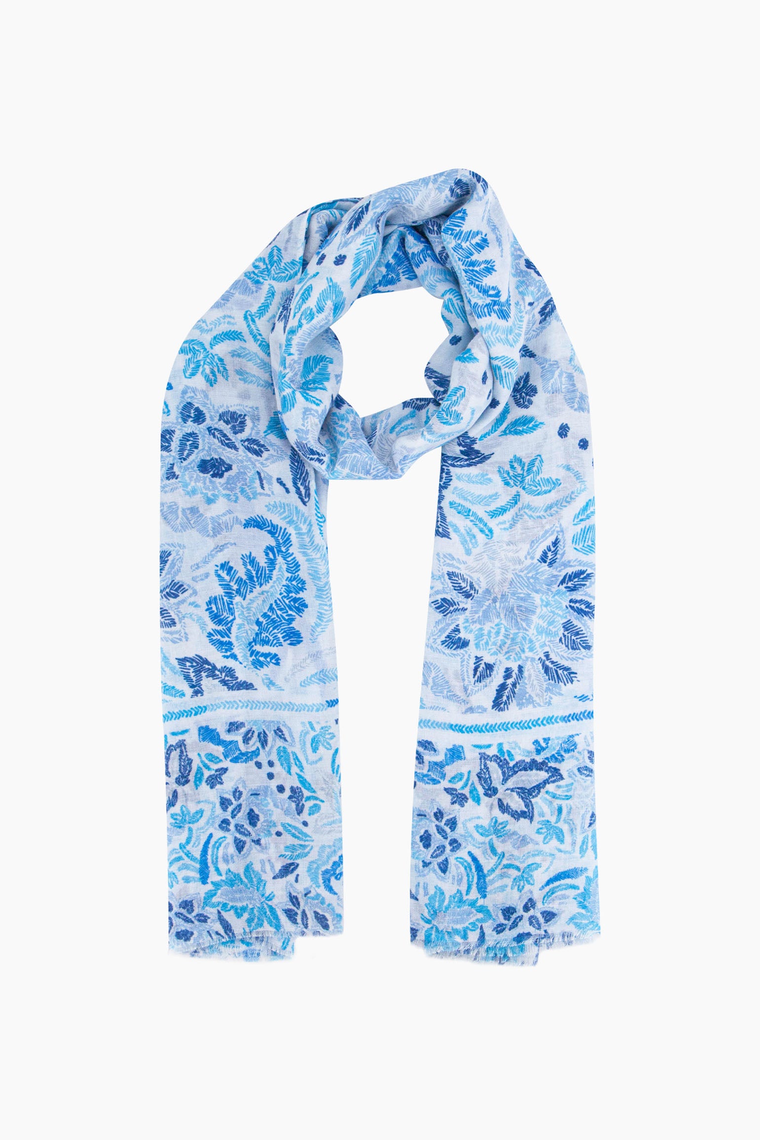 Blue Paisley Floral Lightweight Scarf, Image 1 of 5