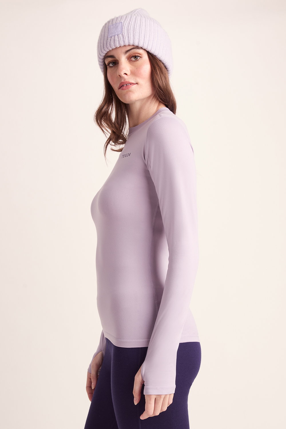 Lavendar Snowdon Thermal Crew Neck Base Layer, Image 4 of 5