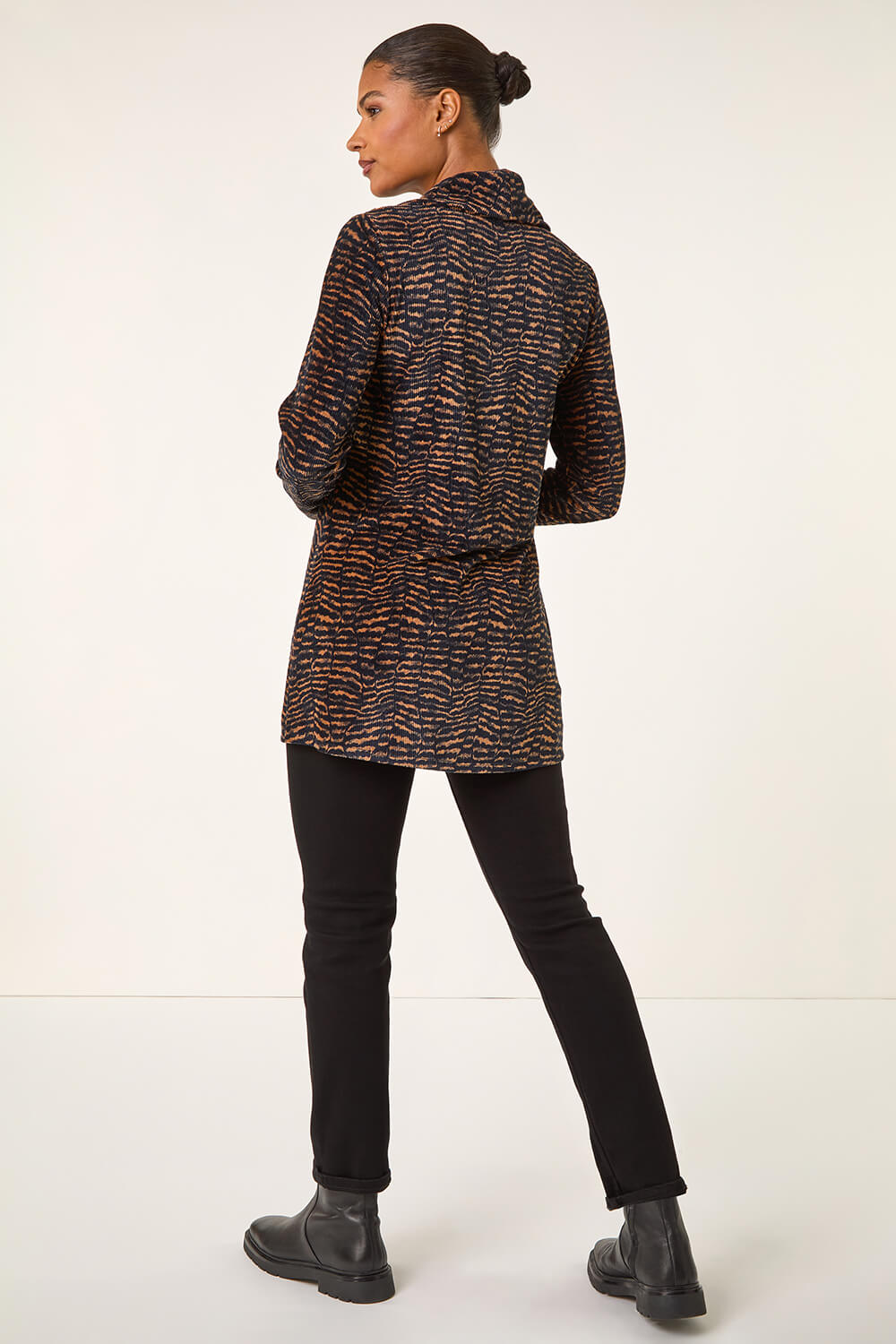Tan Chenille Cowl Neck Tunic Top, Image 4 of 5