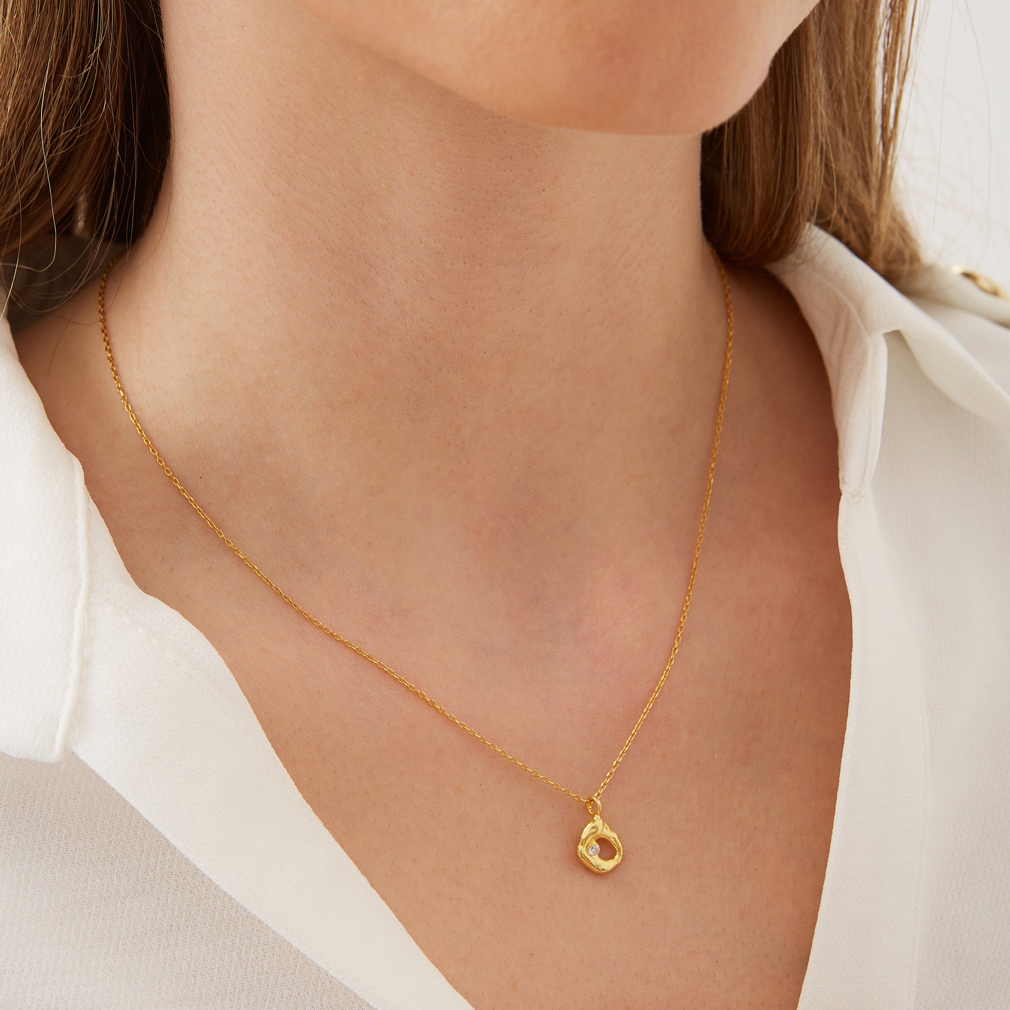 Gold Dripping Molten Natural Textured Sterling Silver Authentic Pendant Necklace, Image 2 of 4