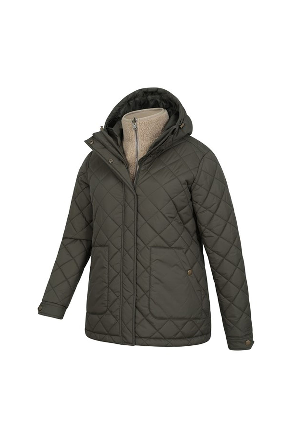 Khaki Nebraskan Borg 3 in 1 Padded Jacket, Image 4 of 5
