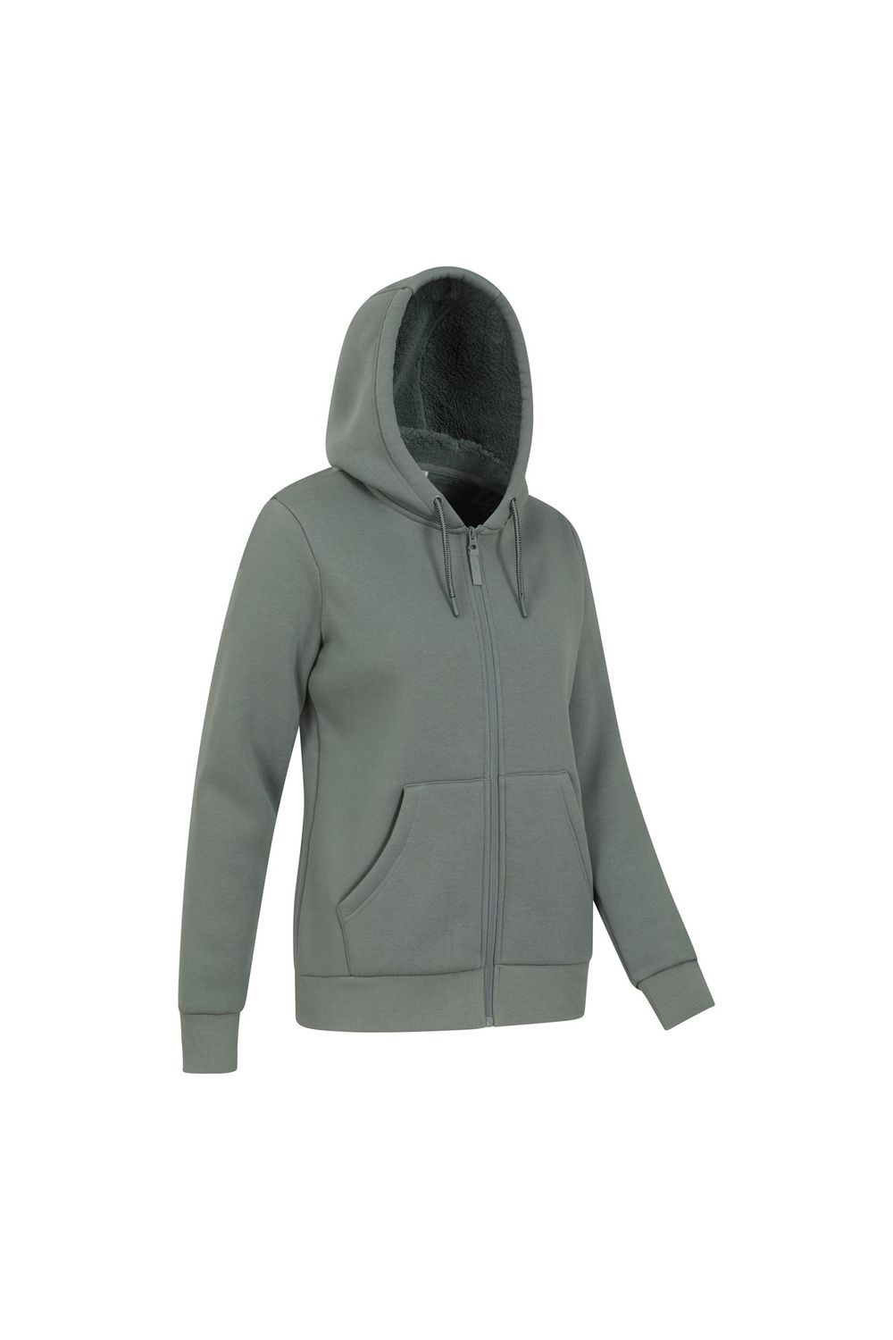 Khaki Dalton Sherpa Lined Full Zip Hoodie, Image 4 of 4