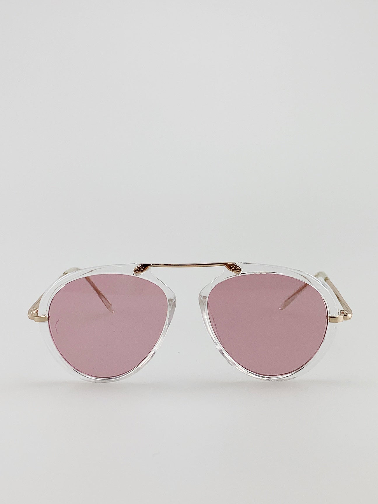 Black Clear Frame Aviator Sunglasses, Image 1 of 1