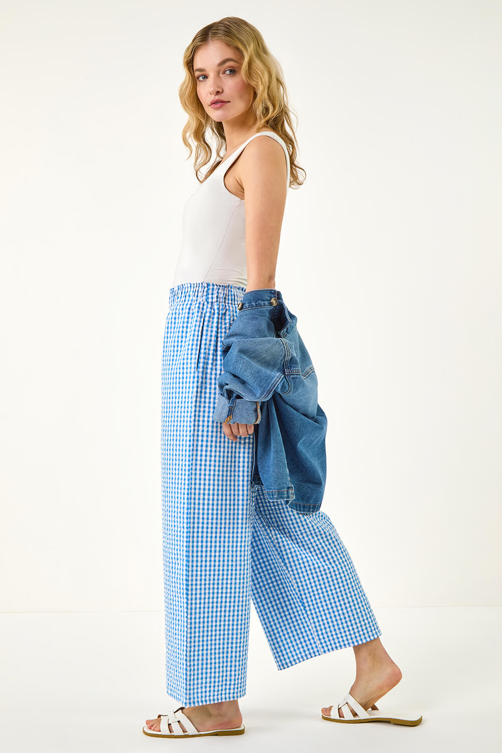 Dusk Women's Blue Gingham Culottes Size 16