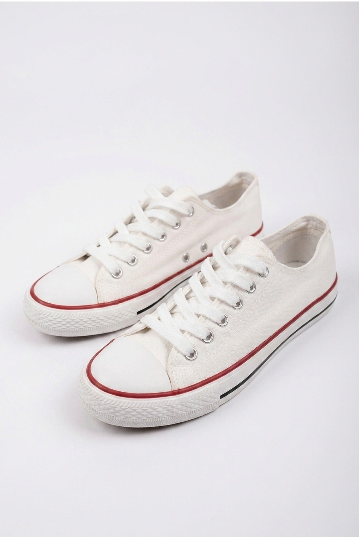 White Pearl Canvas Lace Up Low Trainers, Image 2 of 5