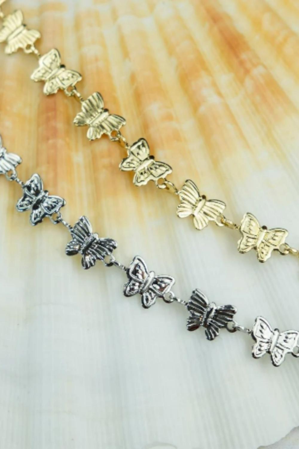 Silver Butterfly Charm Thin Bracelet, Image 2 of 2