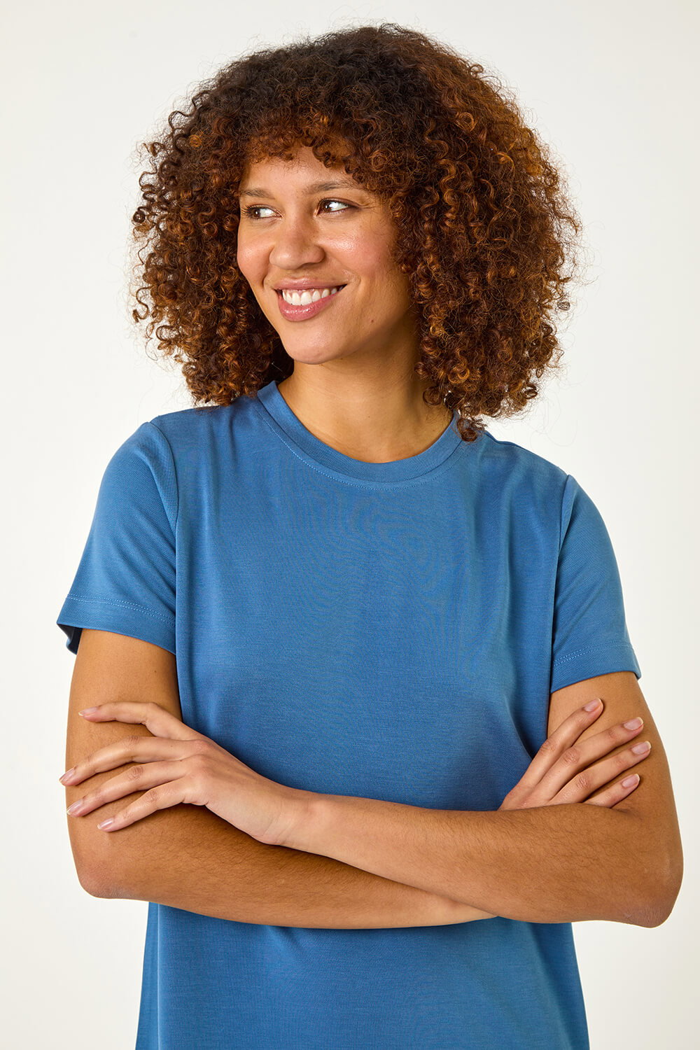 Blue Stitch Detail T-Shirt Dress, Image 5 of 5