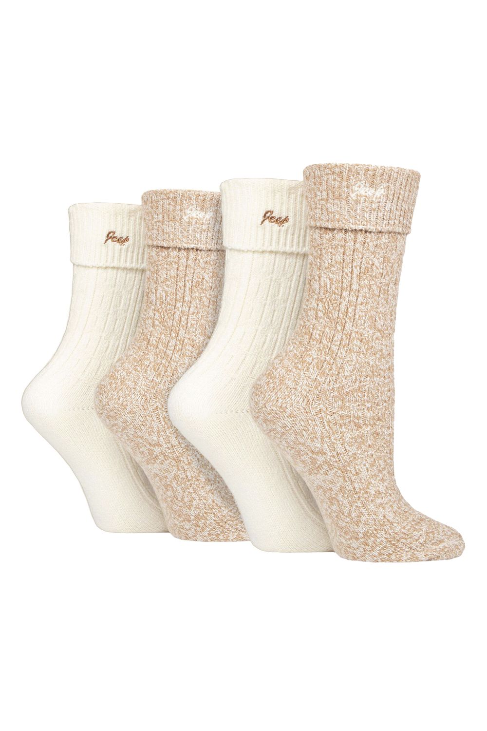 Cream 4 Pack Super Soft Walking Boot Hiking Socks, Image 1 of 3