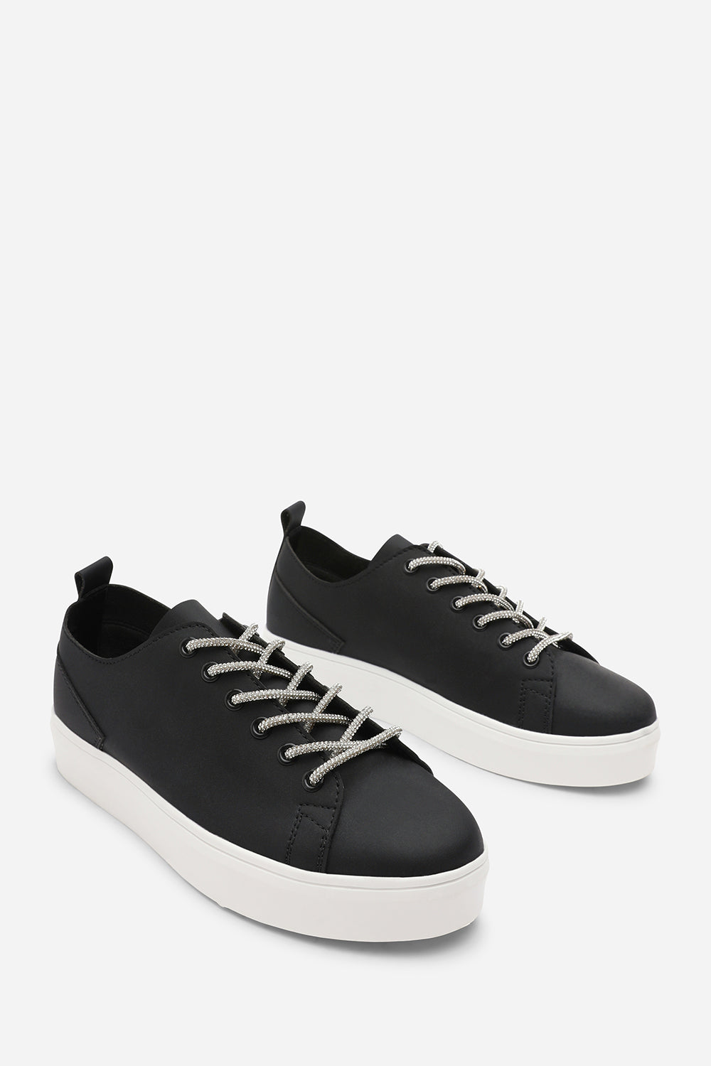 Black 'Florina' Low Wedge Trainer with Lace Up Detail, Image 3 of 6