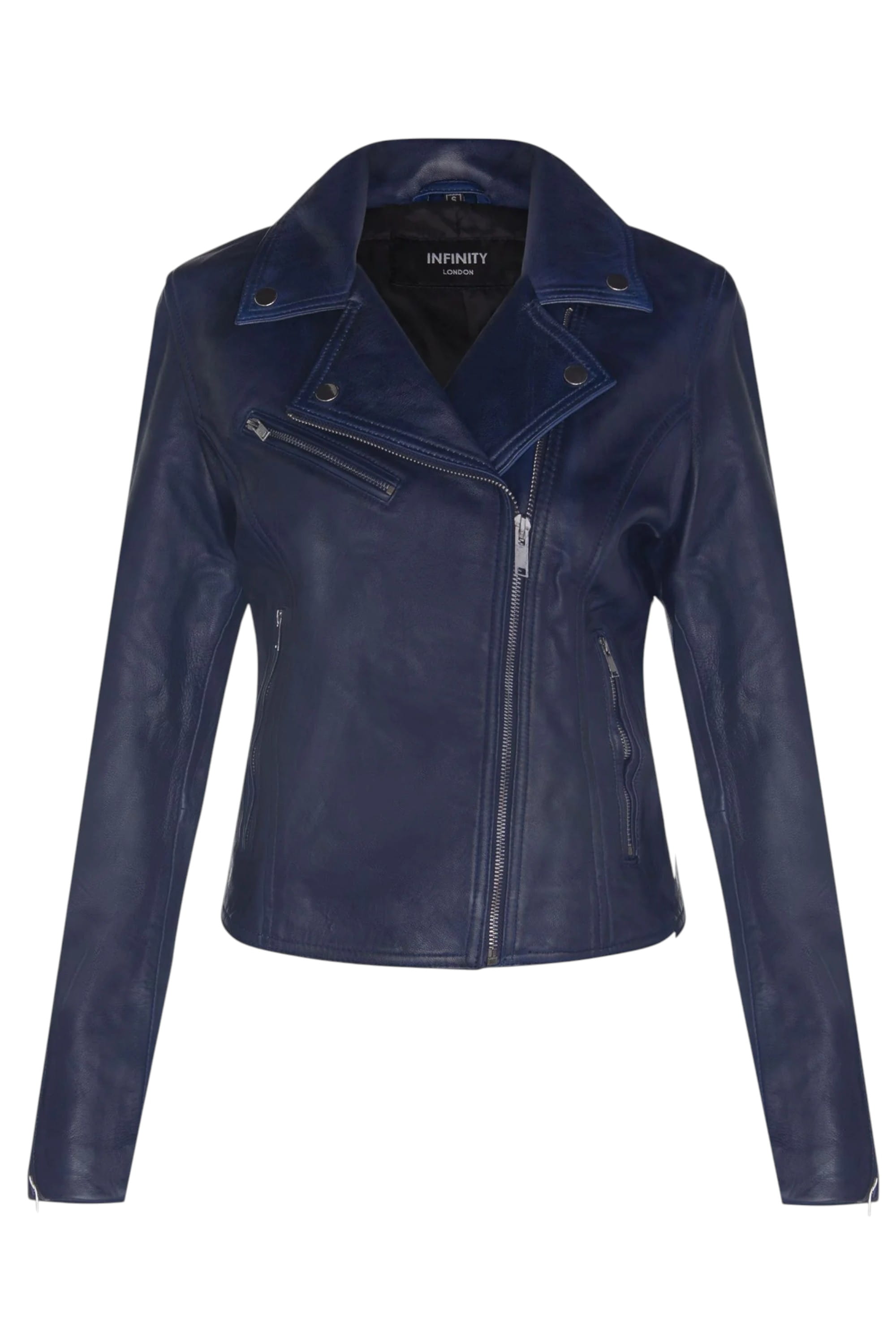 Blue Leather Brando Biker Jacket -Loughton, Image 1 of 4