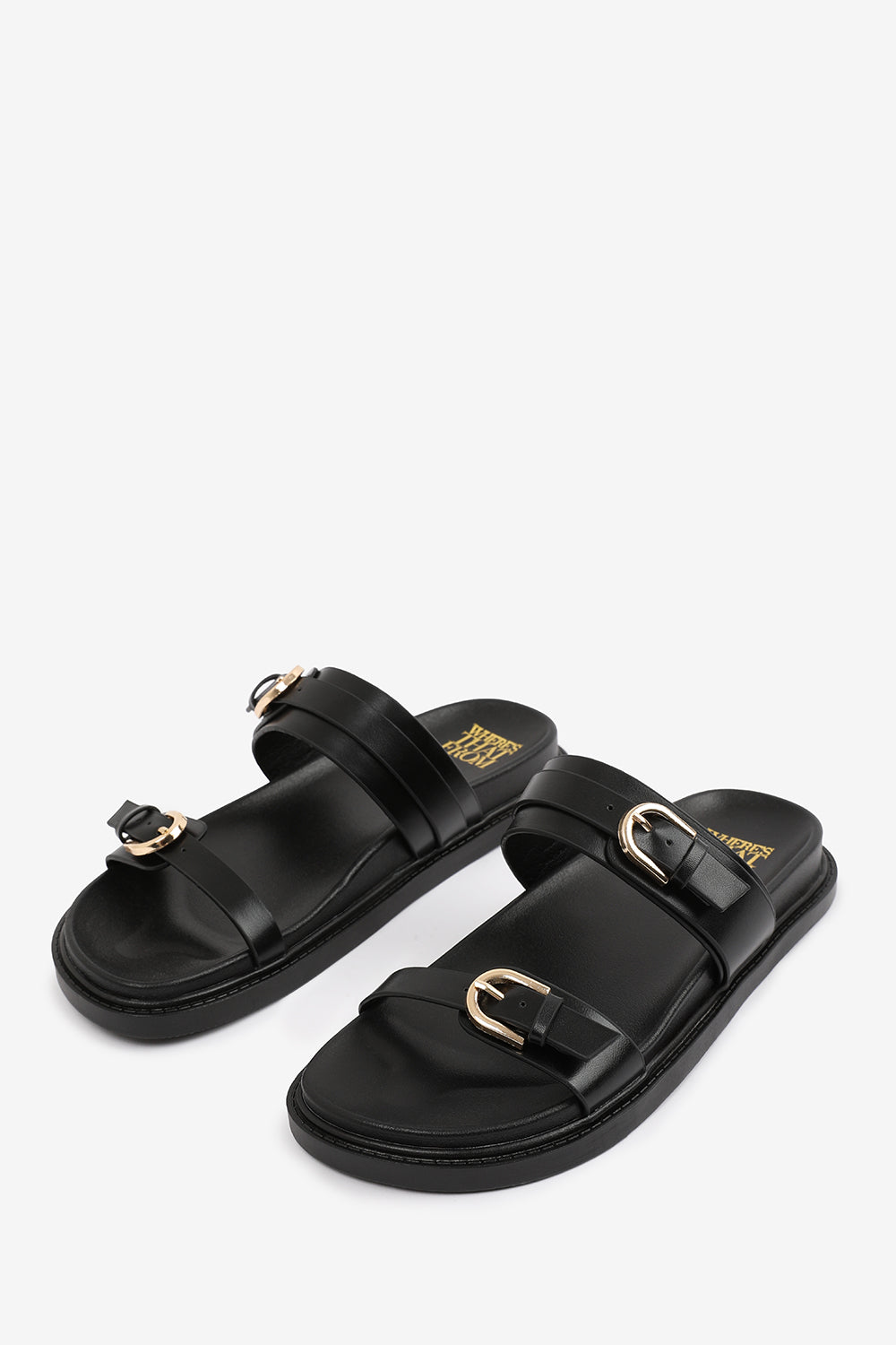 Black 'Abril' Flatform Sandal Double Buckle Strap, Image 3 of 5