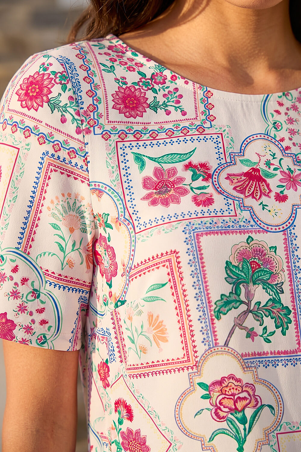 PINK Floral Patchwork Print Tunic Top, Image 5 of 4