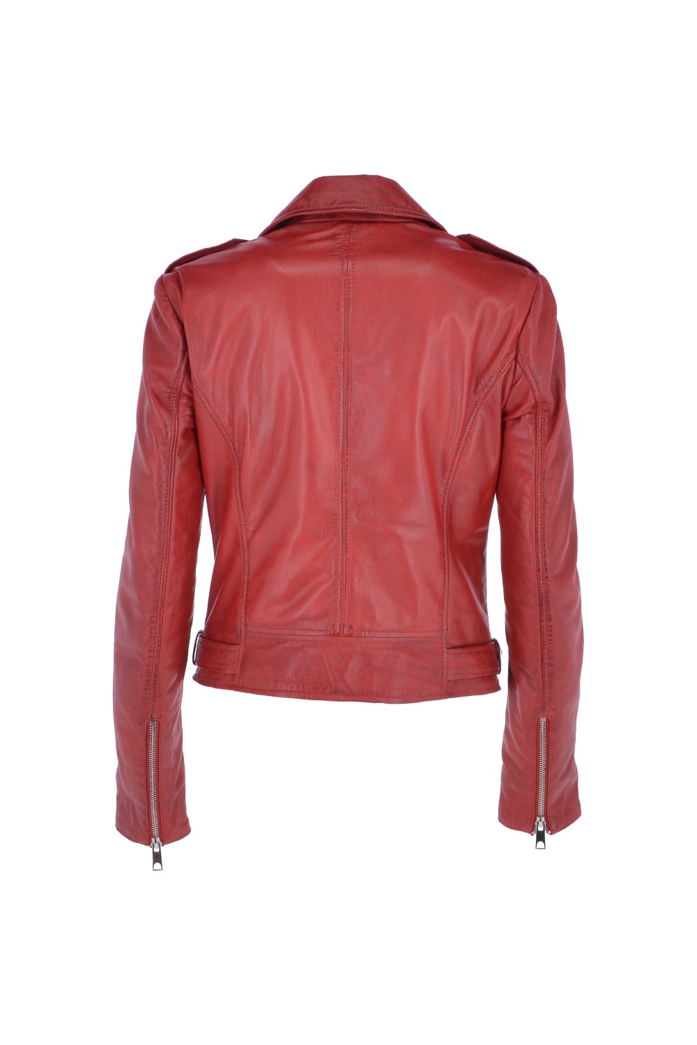 Red Ashwood Leather Red 'Ciara' Real Leather Biker Jacket, Image 3 of 4