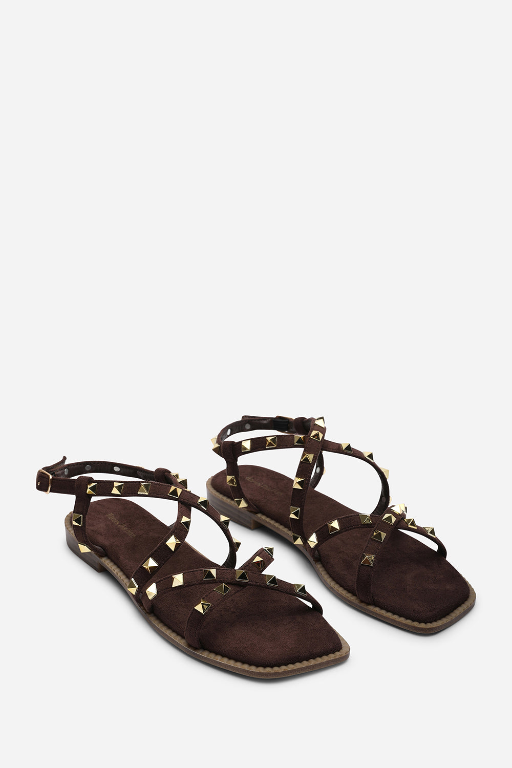 Dark Brown 'Montana' Gladiator Sandal With Stud Detail, Image 4 of 6