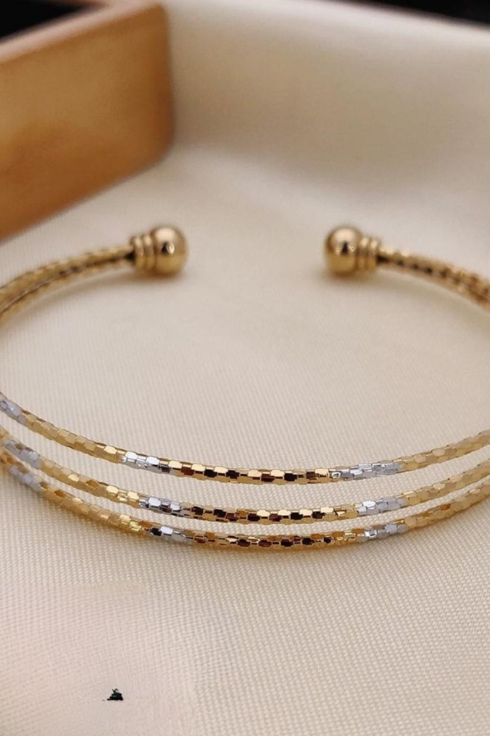 Gold Dual-Tone Triple-Strand Cuff Bracelet, Image 2 of 2