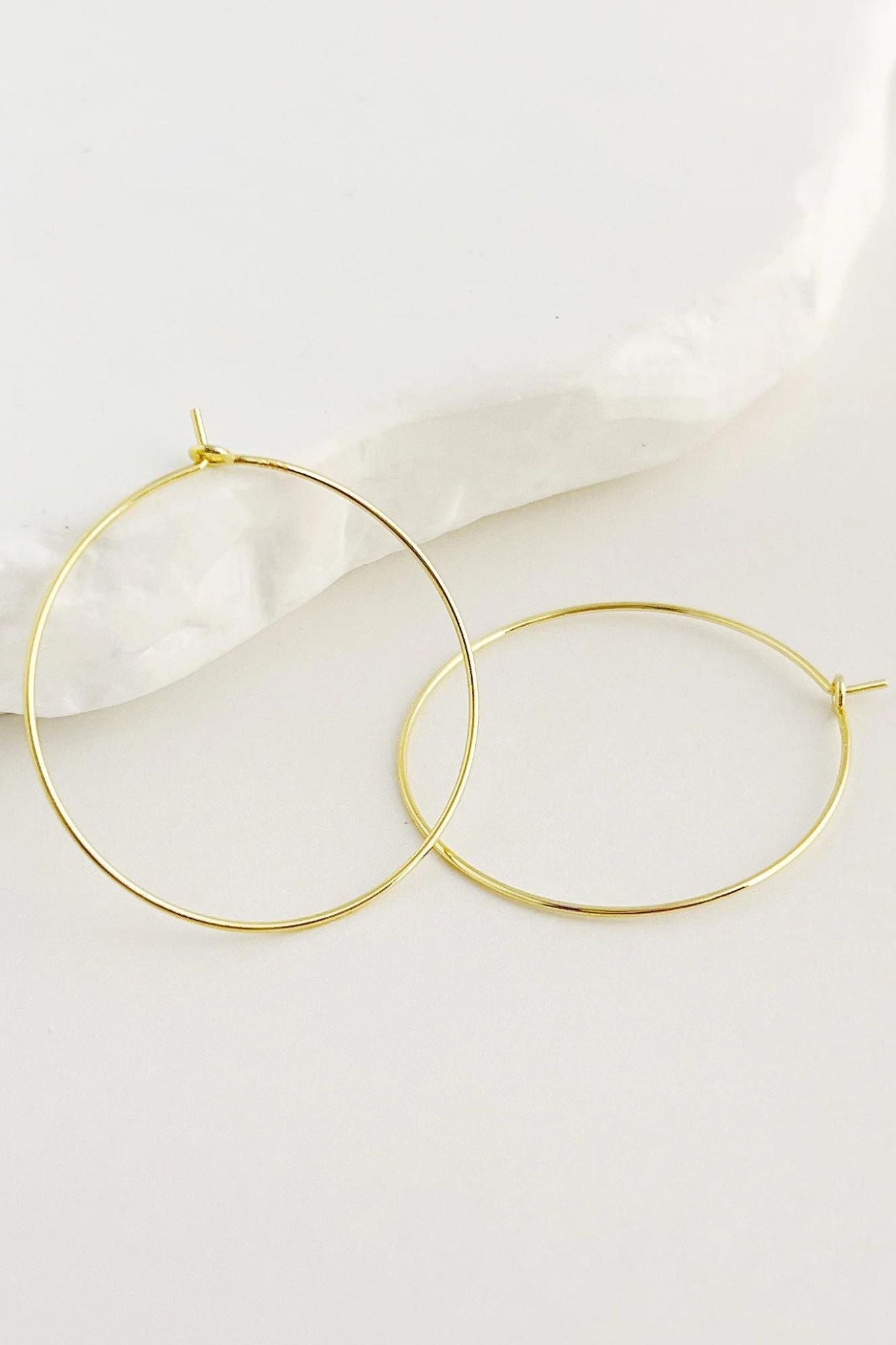 Gold 14K Gold Plated Thin Hoops, Image 1 of 8