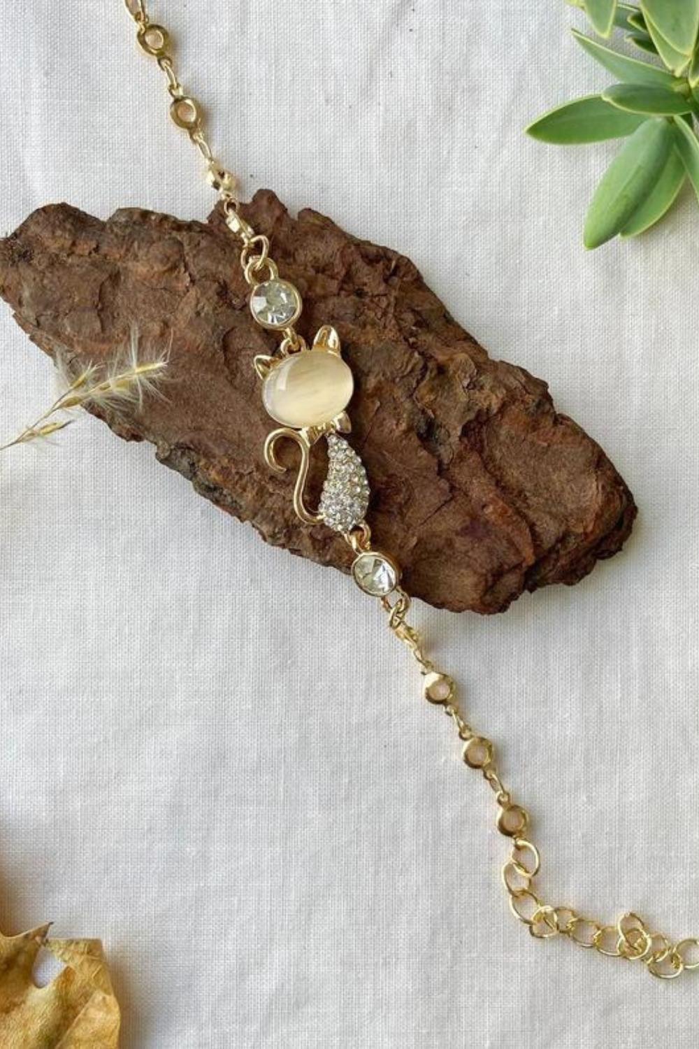 Silver Adjustable Kitten Cat Zircon Bracelet, Image 3 of 3