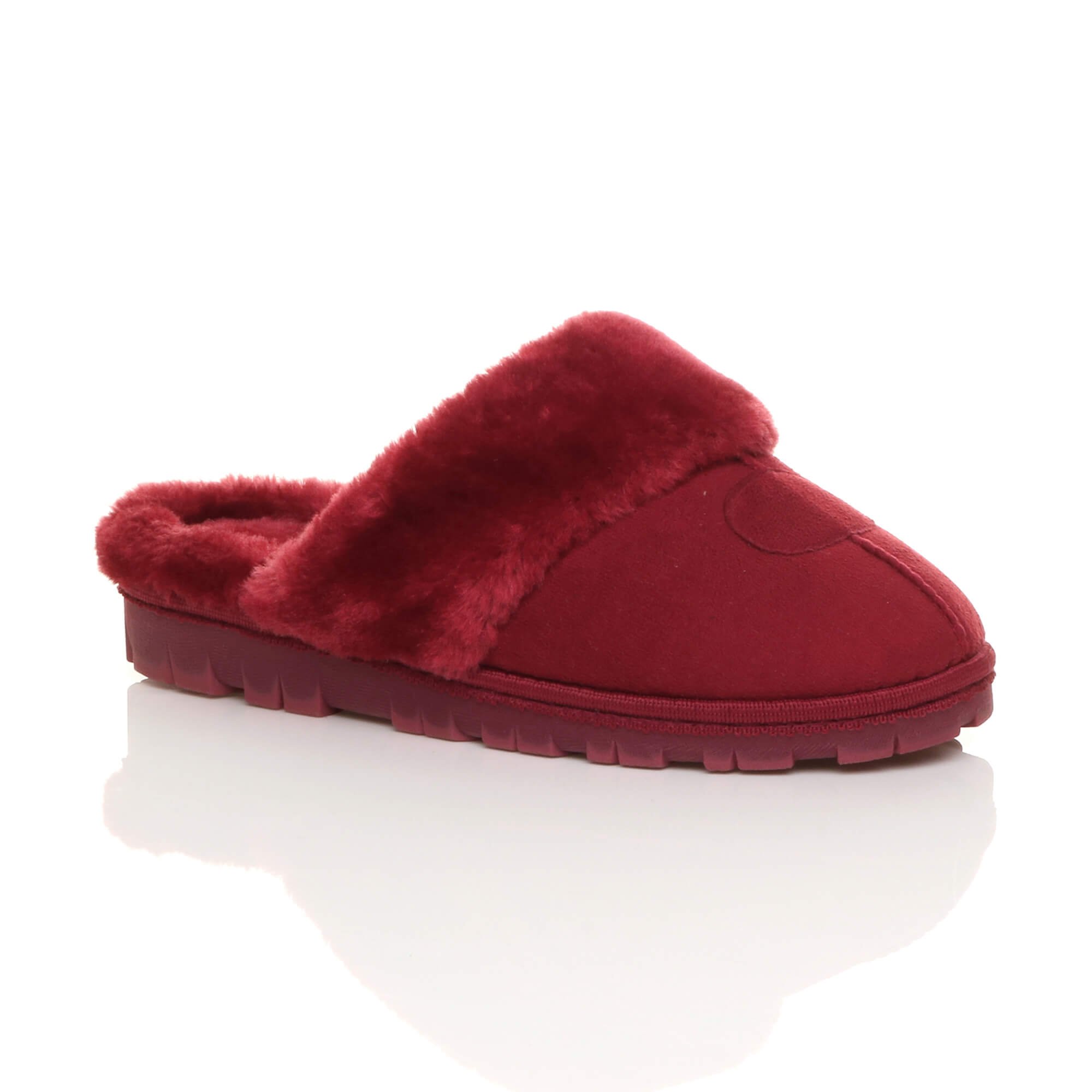 Bordeaux Faux Fur Lined Slip On Memory Foam Mules Slippers, Image 1 of 5
