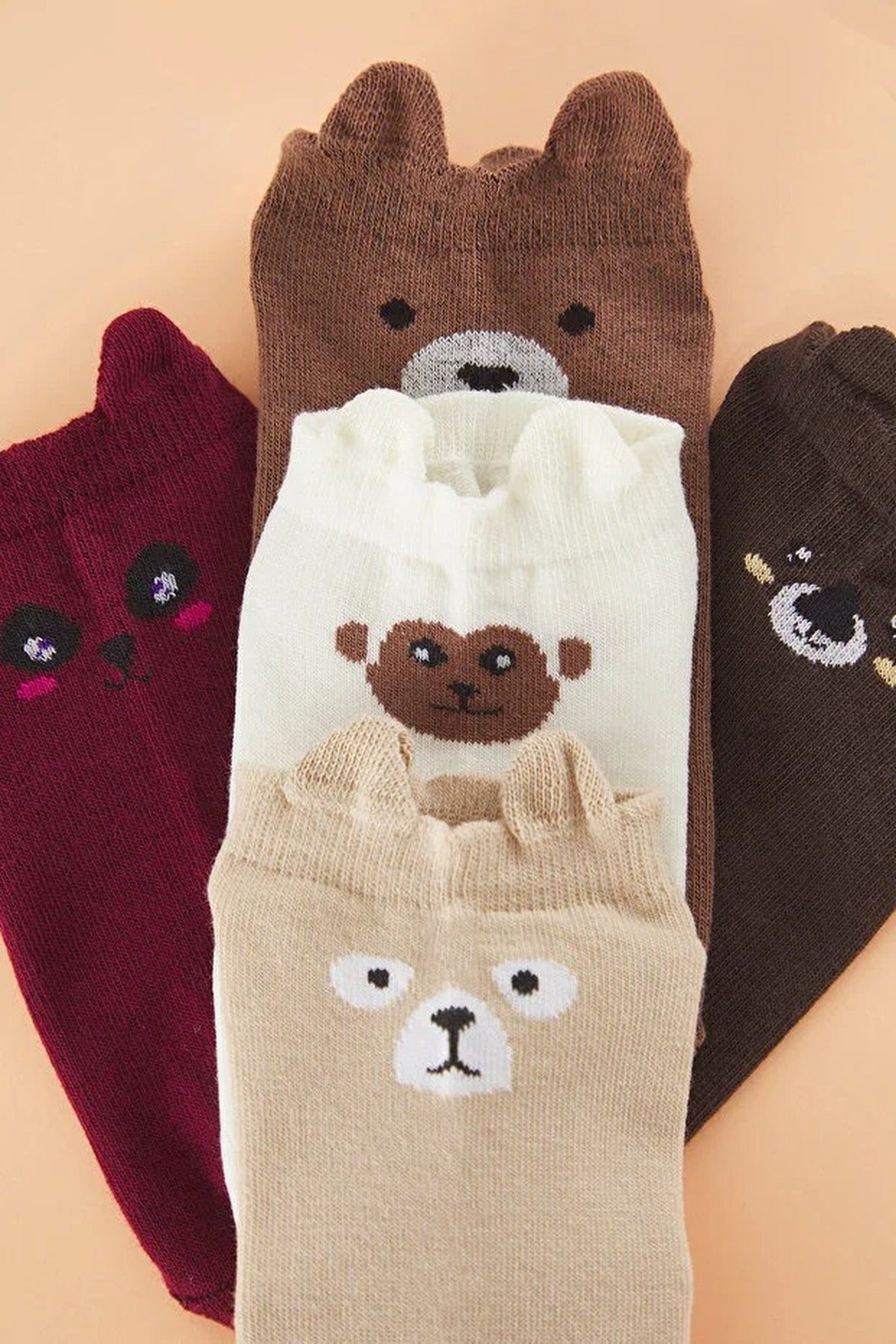 Multi 5 Pack Cotton Printed Knit Ankle Socks, Image 2 of 3