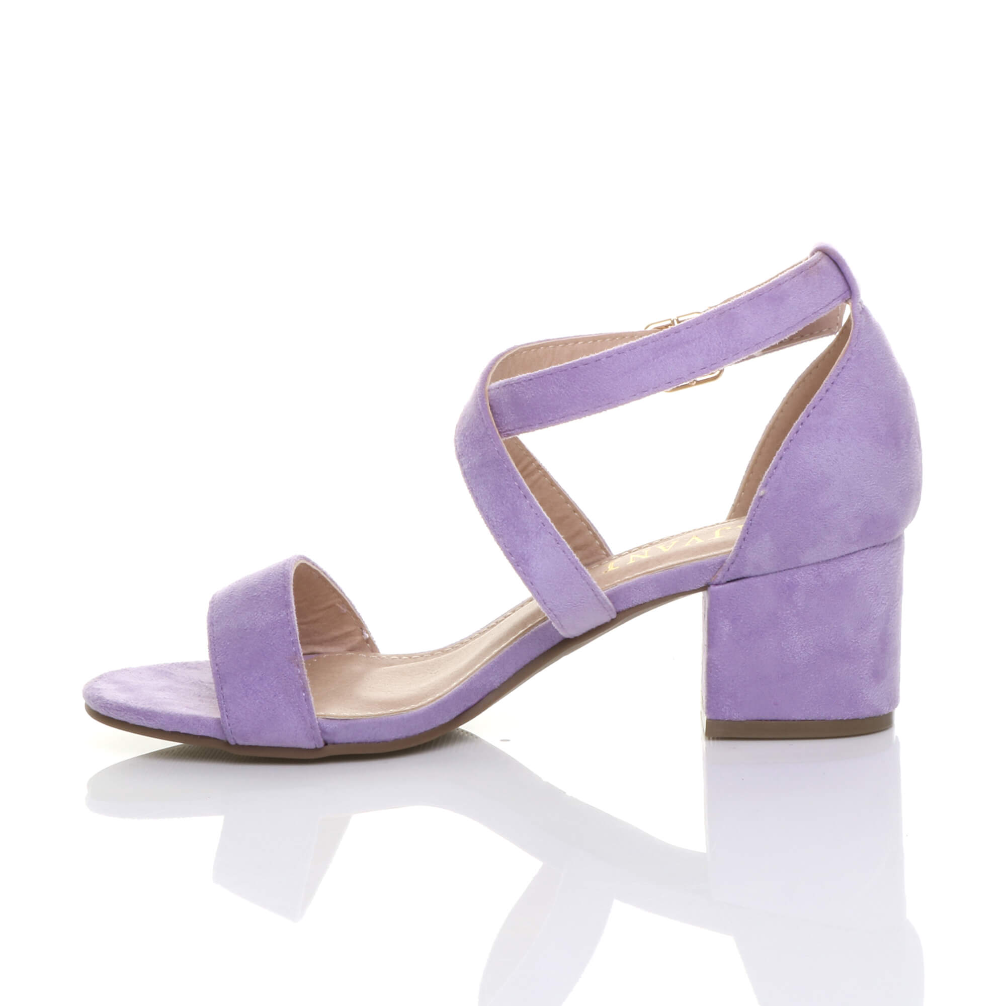Lilac AJVANI Lilac Mid Block Heel Crossed Straps Sandals, Image 3 of 5