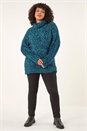 Teal Curve Fluffy Roll Neck Knit Jumper, Image 3 of 6