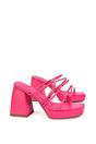 Fuchsia XY LONDON Fuchsia 'Colt' Strappy Square Toe High Block Heel Platform Mule Sandals, Image 2 of 5
