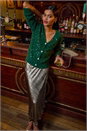 Silver Metallic Bias Cut Midi Skirt, Image 6 of 6